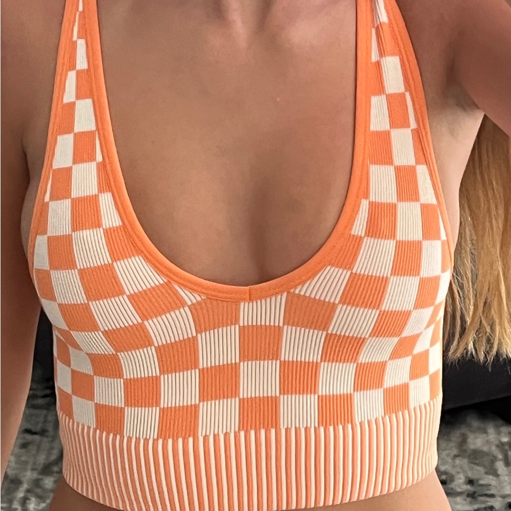 Orange checkered Crop top in size xs